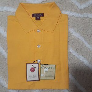 Red House Yellow 100% Organic Cotton Short Sleeve Unisex Size XS Polo NWT